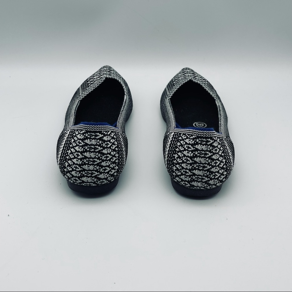 ROTHY’S The Point Pointed Flats Black White Python W7 Size 7 - Picture 6 of 12